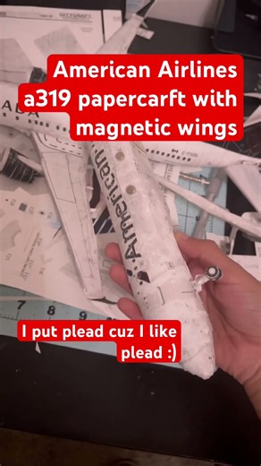 AA A319 papercarft with magnetic wings pt.2 #papercraft #planecrash #a319 #avaition