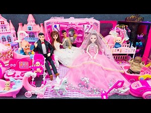 20 Minutes Satisfying Unboxing Royal Barbie Princess Bridal Wardrobe Set, Pink Castle Toys Review
