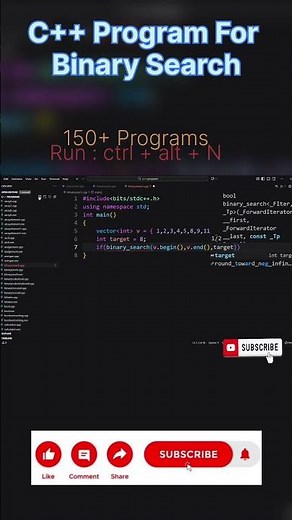 Program of Binary Search in C++ | #youtubeshorts #ytshorts #shorts #trending #coding #c #python#tech