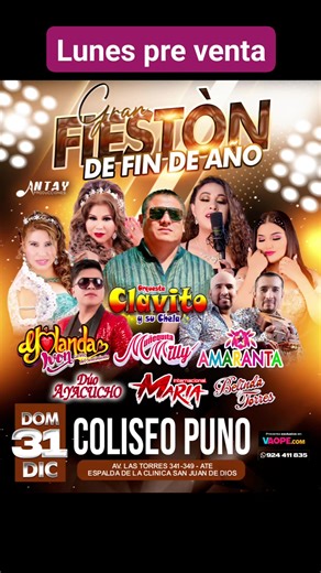 Pre ventas de entradas desde este lunes para el super reventon de fin de año con los mejores en el coliseo puno Yolanda Ivón Clavito y su Chela - Oficial | MANOLO TV PERÚ