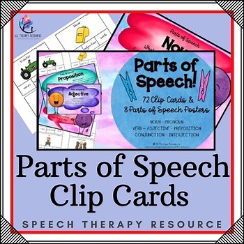 Set 1 - Parts of Speech Clip Cards and Posters - Grammar - Autism SPED
