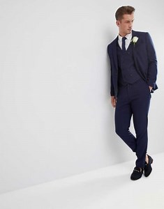 ASOS – Wedding – Granatowy garnitur o obcisłym kroju z materiału o drobnej fakturze | ASOS