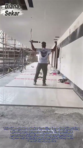 Large Floor Tile Installation Technique | Fast and Efficient Construction Work