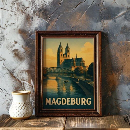 Magdeburg Old Town Poster Cathedral – Historical City View Architecture Mural Elbe A4/A3/A2/A1/A0 - Etsy