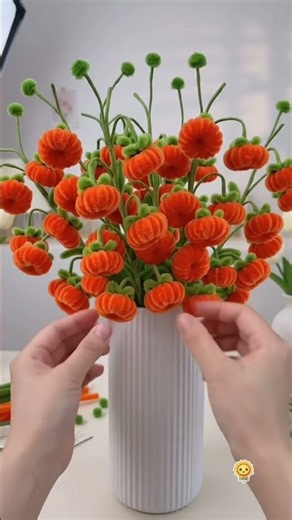 Orange Pipe Cleaner Lantern Flower Bouquet DIY 🧡