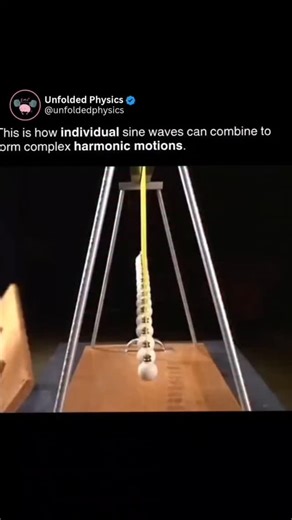 Unfolded Physics on Instagram: "This is a physical demonstration of 15 uncoupled pendulums, each with a slightly different length. Released at the same time, their individual frequencies cause the entire system to create traveling waves, standing waves, beats, and even moments of apparent "chaos". But nothing here is random. The longest pendulum completes 51 oscillations in 60 seconds. Each shorter one swings one more time than the last, so the shortest (15th) completes 65 oscillations per minut