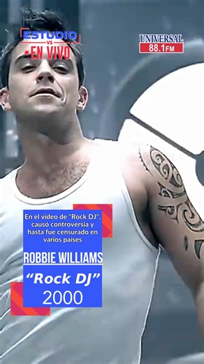 1.9K views · 72 reactions | #EstudiovsEnVivo  Rock DJ de Robbie Williams suena brutal en estudio…  Pero en Knebworth, frente a 125,000 personas, fue puro fuego en vivo. ¿Con cuál te quedas: la versión original o la explosiva presentación en vivo de 2003?  ¡Cuéntanos cuál te mueve más!  #RobbieWilliams #RockDJ | Universal 88.1 FM | Facebook