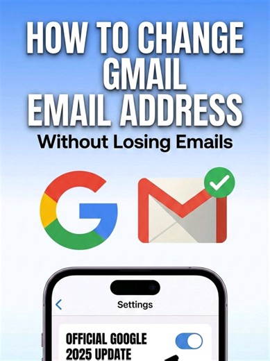 How to change your Gmail email address without losing emails using Google’s NEW 2025 update. Step-by-step tutorial for smartphone (Android/iPhone) and laptop or PC users. Don’t skip the last step ⚠️ #ChangeGmailAddress #Gmail2025 #GoogleUpdate #GmailTutorial