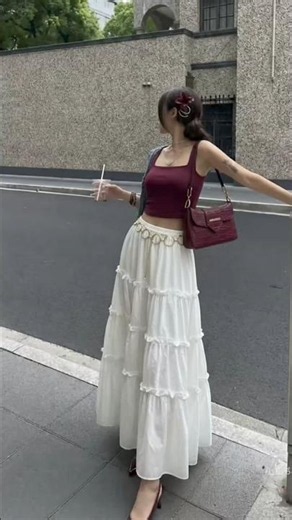 Cherry Red Top & White Maxi Skirt ❤️🤍 | Romantic Summer Outfit