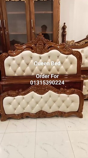 Queen Bed Design Code: BD-116 Size: 4'/5' Feet Materials: Solid Chittagong Segun Wood Order for Call Us 01315390224 | New Sanjida Furniture BD