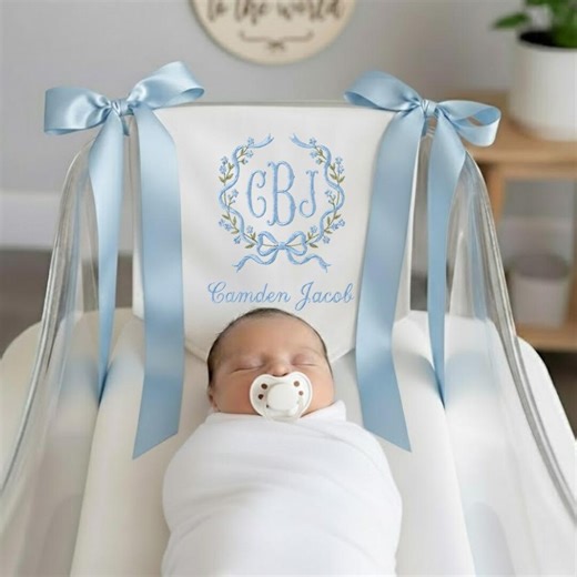 Personalized Embroidered Hospital Bassinet Sign - Monogram Baby Name Pennant, Custom Baby Banner - Etsy