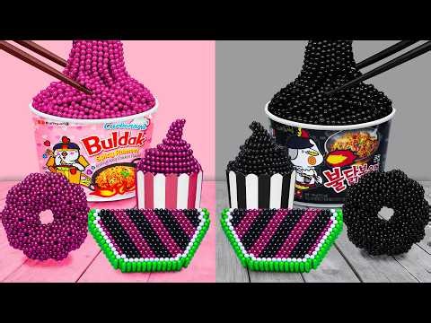 Most SATISFYING Magnet Cooking - Pink vs Black Buldak Ramen Mukbang 🍜 | ASMR Stop Motion