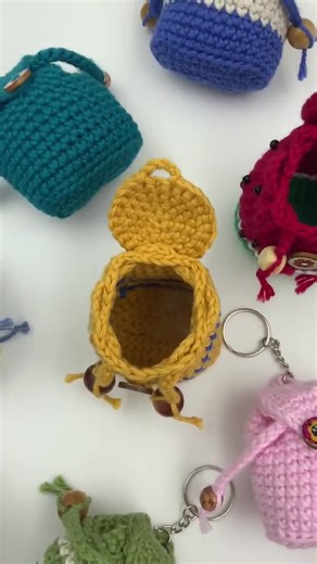 Handmade Crochet Backpack Keychain: Mini Cotton Pouch, AirPod Holder - Etsy