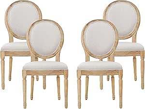 Christopher Knight Home Hilary French Country Fabric Dining Chairs (Set of 4), Beige, Natural