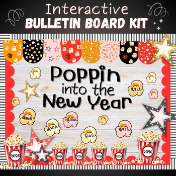 Popping New Year Interactive Bulletin Board | Popcorn Themed Kids Goal Activity
