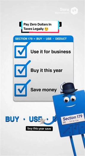 Pay Zero Dollars In Taxes Legally 🤔 Section 179 👍 That’s the U.S. tax code that lets businesses deduct the cost of certain equipment and software right away, instead of depreciating it over several years. It applies to business-use property (not personal). Common examples: computers, machinery, tools, office furniture, some vehicles, and certain software. Instead of spreading the deduction over time, you can often write off the full cost in the year you buy it. There are annual limits and inco