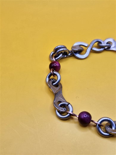 Pink Tigers Eye Bicycle Chain Bracelet - Etsy