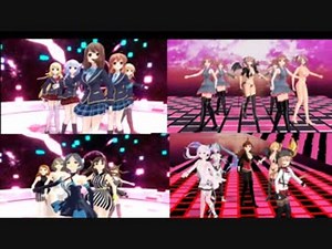 [MMD] ガールズフレンドＶＳアイドルマスターいろいろなＭＭDモデルでマルチ画面で表情とカメラ作成！！5人用フォメーションＦＯＬＬＯＷ　ＭＥ作成【MMDモーション配布あり】