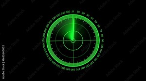 radar screen with targets in process ,dynamic illustration . Conceptual design of military radar screen. The radar icon typically consists of concentric circles radiating outward from a central point. Stock Video