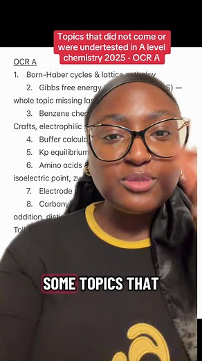 Topics that did not come up at all or were undertested in A level chemistry OCR A in 2025. What do you think will be on this years papers? Let’s discuss 🚀 Easter chemistry Accelerator | 30 Mar–1 Apr or 6–8 Apr |15 hours of examiner-led exam training 📈 | Train for the questions students GET wrong | from ONLY £5 per hour | LIMITED LIVE SEATS - Secure Yours - LINK IN BIO #chemistry #alevelchemistry #alevelrevision #examtips