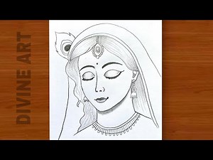 How To Draw Radha Rani Face Drawing | Easy Radha drawing step by step