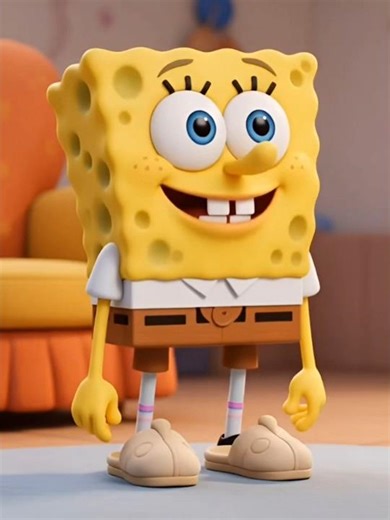 Can SpongeBob wear slippers properly? 😳 (Funny animation)