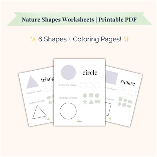 Preschool Shapes Worksheets | Basic Shapes Printable, Tracing & Matching Coloring Pages - Etsy