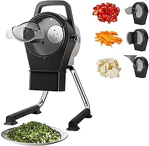 Electric Vegetable Chopper, 200W Commercial Vegetable Slicer, Scallion Cutter Food Processor With 3 Feed Ports, 1-5mm Adjustable Thickness, 6000RPM For Veggie Onion Garlic Ginger Chili Potato