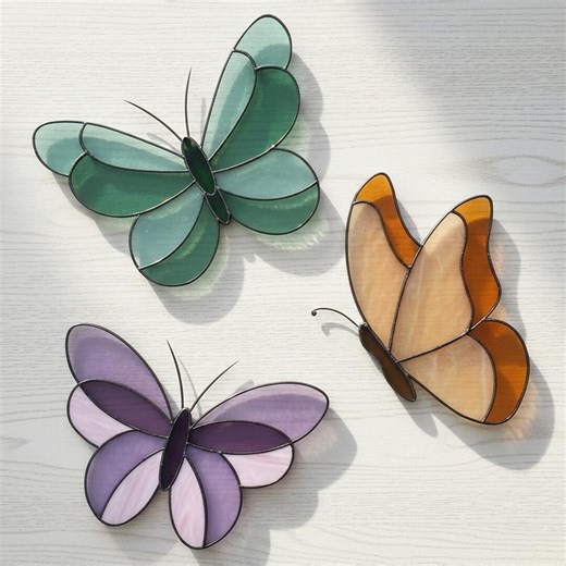 Triple Butterfly Stained Glass Pattern: Modern Suncatcher DIY (PDF/JPEG) - Etsy