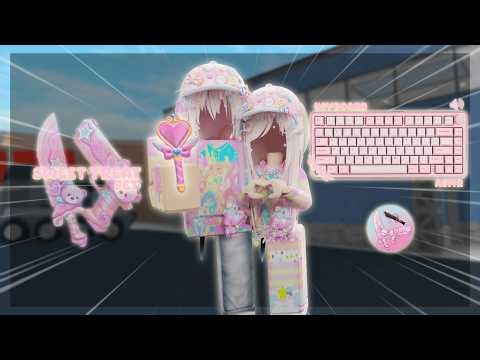 PLAYING MM2 WITH HEART WAND & SWEET TREAT SET + SMALL UPD REVIEW | Keyboard ASMR