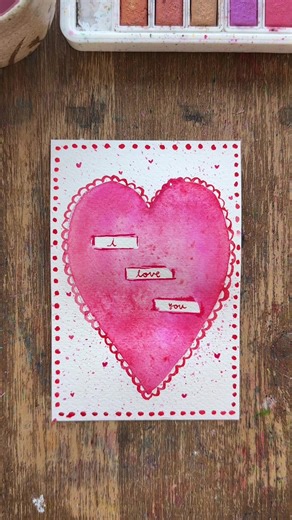 30 Days of DIY Valentine’s Cards starts today! 💗 Follow along for all the cute watercolor valentine ideas! They’ll be simple ones like this, and ones that are a little more detailed - none of them will be hard! 💌 I didn’t have a plan in mind when I started this card - and it shows 😅 I just knew I wanted a big heart on the front. Then I messed it up by hitting the edge with my brush! Thankfully it wasn’t too bad and it’s all a little chaotic anyway! So if you do this card, plan it out a little