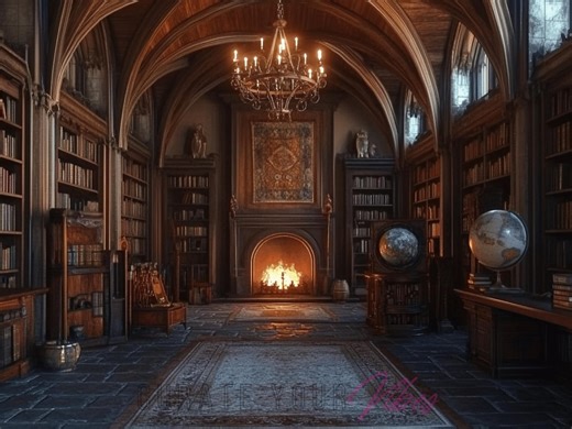 Dark Academia Library Virtual Background: Medieval Castle Bookcase (digital Download) - Etsy