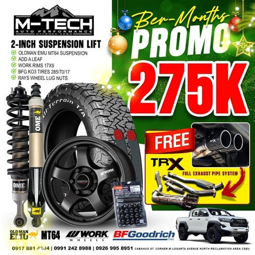 1.4K views | This is the premium 275k Full Setup Package. Wheels, tires, suspension — all dialed in. No compromises. No shortcuts. Only at MTECH.  #BuiltByMTECH #OffroadLifestyle #MTECH #275KPackage #ChristmasPromo cabahug st corner m logarta avenue north reclamation cebu city Contact us: (0926) 995 8951 - ANGEL (0908) 407 2290 - ERGIE (0917) 881 4204 - CHARO | M-Tech Auto Accessories | Facebook