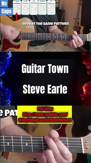 Steve Earle - "Guitar Town" | Full Guitar Play-Along (Chords on Screen)