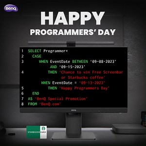 Happy Programmer's Day! Cheers to the heroes who change and shape the world's technological landscape! Enter for a chance to win a BenQ ScreenBar Halo or a $15 Starbucks gift card! To Enter: Click the link below and take our quiz! Take the quiz here: https://bit.ly/44Jm8TL BONUS: Share what motivates you to learn programming in the comments below! #BenQ #ProgrammersDay #Monitors | BenQ North America