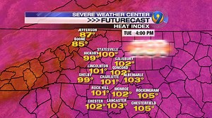Heat index values will top the triple digits for many neighborhoods this afternoon. Make sure you are finding ways to stay cool! | WSOC-TV Weather