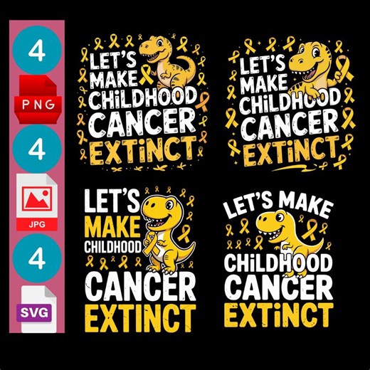 Childhood Cancer Awareness Dinosaur PNG, Gold Ribbon Support (digital Files) - Etsy