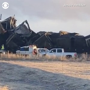 5.5K views · 90 reactions | A train derailed in Nebraska early Tuesday, according to Union Pacific Railroad. About 31 cars carrying coal derailed in Gothenburg, Nebraska, the railroad said in a statement to CBS News. https://cbsn.ws/41sLHrQ | CBS News | Facebook