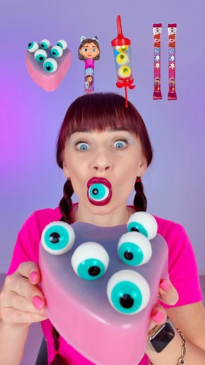ASMR Lilibu on Instagram: "• ASMR Emoji Full Video Gummy Eyeba... ASMR Jelly Gummy Eyeballs Cake, Lollipops #mukbang #asmr"