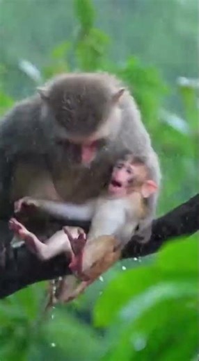 Real Wildlife Footage: Mother Monkey Drops Her Baby from High Tree #monkey