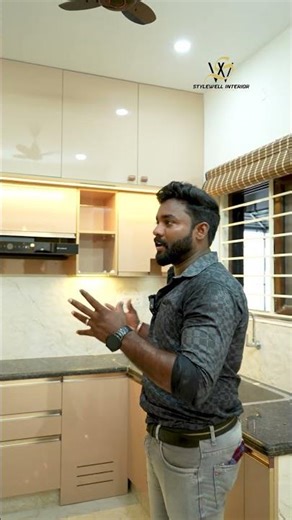Modern Entrance Paneling Design Cappuccino & Black Interior with Spotlights | Chennai Interiors