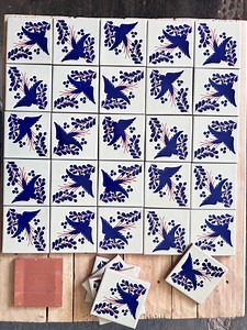 50 Pieces of Mexican Talavera Tiles, Authentic Hand Painted Tiles, 4x4 Talavera, Blue Dove Bird Design on White Background - Etsy