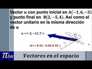 Componentes del vector u y vector unitario w en la misma dirección de u.
