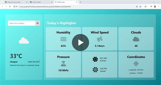 Built a Weather App with HTML, CSS, and JavaScript | RamaKrishna Gollavelli posted on the topic | LinkedIn