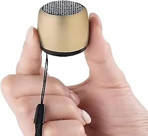 Best Mini Portable Bluetooth Speaker with HD Sound & Bass I Smallest Wireless Bluetooth Speakers for Phone/PC/Tablet I Photo Selfie Button Answer Phone Calls I Cute Tiny Speaker (Gold)
