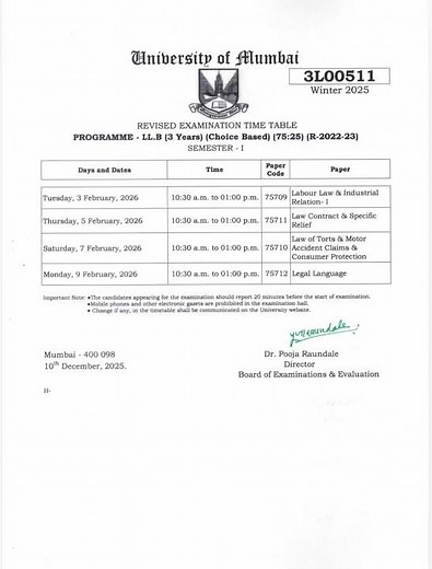 Finally! LLB 1st Sem Exam Time Table 2025 Released 🔥 | Mumbai University Latest Update