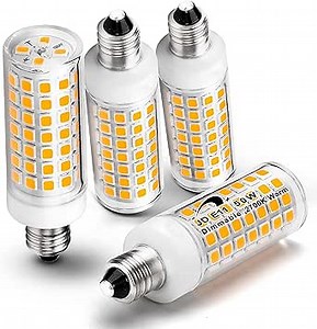 E11 Led Bulbs Dimmable No-Flicker, JDE11 120V 50W Halogen Candelabra Bulb Equivalent,T3 T4 Mini Base 2700K Warm White 5W 500lm E11 Bulb for Chandeliers, Ceiling Fan, Table Lamps, Cabinet Lighting,4Pcs