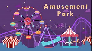amusement park, party, people, crowd, london eye, circus, animation, motion picture, cartoon Stock Video