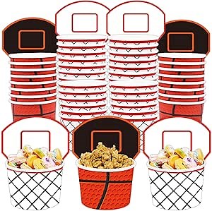 gisgfim Basketball Party Hoop Snack Bowls Supplies for 50 Guests Disposable 9 oz Basketball Theme Chili Serving Snack Bowls Paper Treat Cups for Sports Events Food Birthday Party