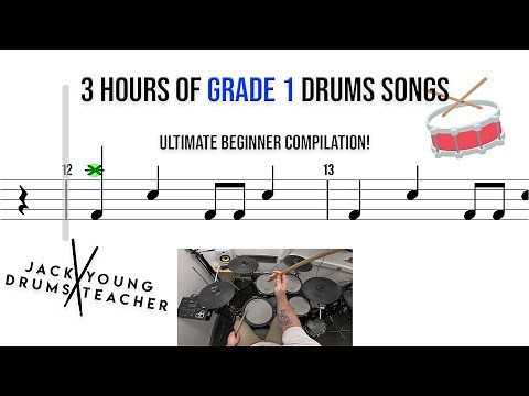 🥁 3 Hours of Grade 1 Drums Songs – Ultimate Beginner Compilation!